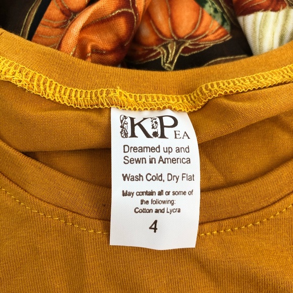 NEW KPea Original Pumpkin Print Ruffle Sleeve Thanksgiving Fall Holiday Dress - Picture 9 of 10